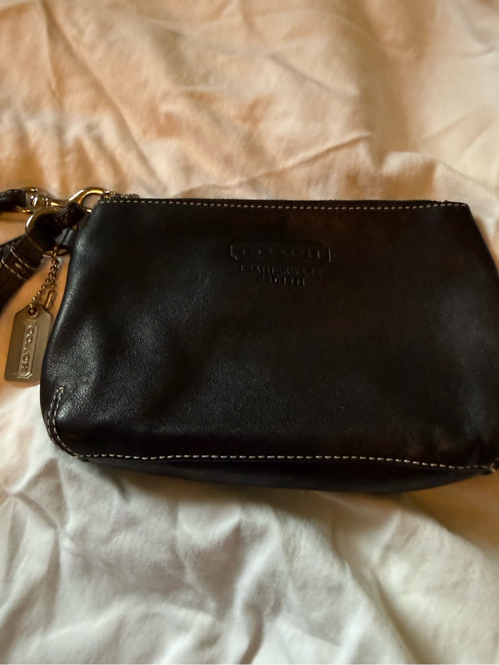 Vintage Coach Black Leatherwear Legacy Wristlet with Tassel - Picture 2 of 3